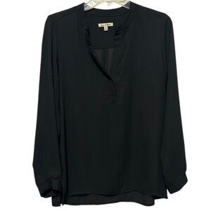 Emma & Olivia Classic Black V-Neck 3/4 Sleeve Blouse, Women’s Medium